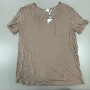 La Miel Super Soft Scoop Neck T-Shirt in Tan - Size Large - NWT